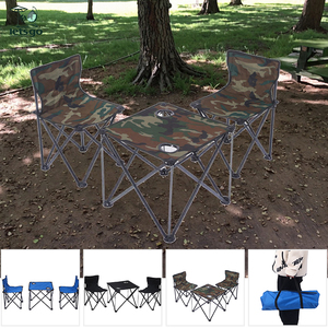Juego de <span class=keywords><strong>Mesa</strong></span> <span class=keywords><strong>y</strong></span> <span class=keywords><strong>Sillas</strong></span> Plegables para Exteriores, Respaldo de Tela Oxford, Silla de <span class=keywords><strong>Playa</strong></span> Portátil para Camping, Juego de 3 Piezas - Product Image 2