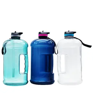 便携式1加仑水瓶，带提手和弹出式吸管双酚a免费Tritan塑料防漏水壶