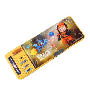 Popular Student Pen box Large Capacity Custom Pencil Cases Black Yellow Cartoon Pencil Box For Kids Students