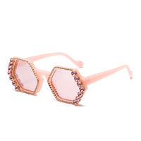 Lunettes de soleil 2328B à grande monture en plastique, protection UV400, style européen et américain, verres décoratifs en diamant, uniques