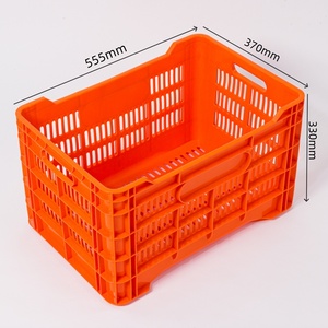 Nouvelle Conception d'Usine : Bacs Logistiques en Plastique à Mailles pour la Récolte de Fruits, Idéaux pour le Stockage d'Épicerie, Grand Panier/Caisse en Plastique Orange Multi-Usages - Product Image 3