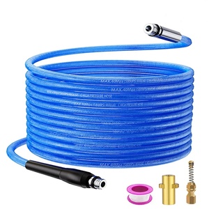 SS 15M/50Ft tuyau de laveuse à <span class=keywords><strong>haute</strong></span> <span class=keywords><strong>pression</strong></span> tuyau de nettoyage de l'eau de vidange d'égout nettoyeur de tuyau avec adaptateur Nilfis <span class=keywords><strong>Lavor</strong></span> Bosc - Product Image 1