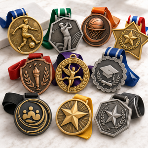 Soluciones de medallas personalizadas para organizadores de eventos, medallas deportivas de metal con cinta para maratones, carreras benéficas y premios escolares - Product Image 1