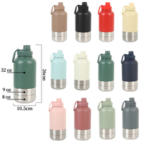 Bouteille d'eau de voyage 3-en-1 automatique anti-fuite en acier inoxydable écologique de 32 oz avec logo personnalisé pour chiens et chats, à paroi simple