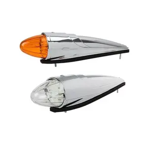 17 LED Amber Torpedo Cab Marker Roof Running Top Lights Assembly Super Bright Clearance Lamp Chrome Heavy Duty Trucks