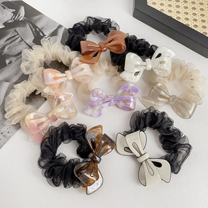 2024 nuova primavera da donna eleganti <span class=keywords><strong>elastici</strong></span> per capelli con fiocco in acetato versatili <span class=keywords><strong>elastici</strong></span> colorati cravatte per capelli da donna coda di cavallo - Product Image 3