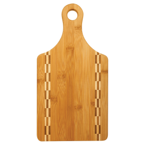 Usa Lokale Voorraad Gratis Verzending 13 1/2 "X 7" Peddelvormige Eco-Vriendelijke Bamboe Snijplank Met Slagerblok Inlay Voor Keuken - Product Image 1