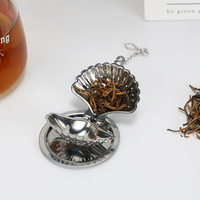 Infuseur à thé en acier inoxydable au design moderne Offre Spéciale Forme de coquille de haute qualité avec chaîne 5.2cm de diamètre Logo personnalisé Service à café et thé