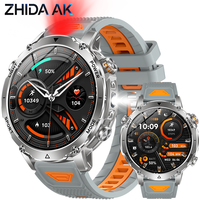 Montre connectée AK106 1,7 pouces, appels sans fil, lampe torche 1400 mAh, SOS, surveillance de la fréquence cardiaque, suivi du sommeil, suivi des pas, étanche IP68, robuste, pour hommes