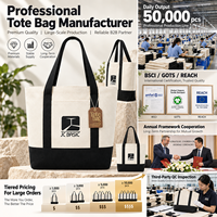 Sac fourre-tout en toile de coton de grande capacité avec logo personnalisé, couleur contrastée, poche intérieure zippée pour le shopping et les voyages