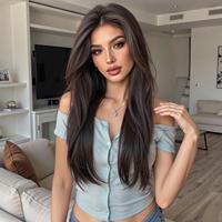 Perruque Lace Front pour Femme, Transparente, Lisse et Ondulée, Densité 130%, Résistante à la Chaleur, Volume Augmenté, Couronne Haute et Volumineuse
