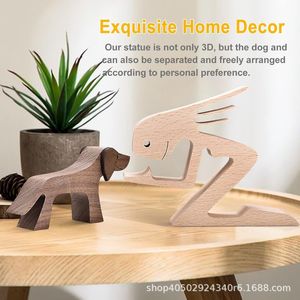 Ensemble de figurines de chiots en bois, style nordique, ornement créatif, décoration extérieure multi-pièces, cadeau de Noël, style 1 2 3 4 5 6 - Product Image 3