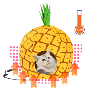 Minuterie Réglable Radiateur Chat Lit Mignon Ananas Conception Durable Tissu Pet House Chaud Confortable Intérieur Cave pour Grands Chats Chiots - Product Image 1