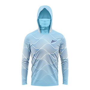 Sudadera con capucha de pesca para hombre de rendimiento ligero, diseño de ondas, tela transpirable de secado rápido, logotipo personalizado, ropa de pesca de alta función - Product Image 2