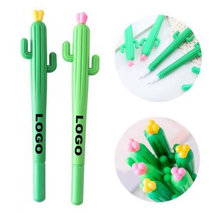 Custom Cartoon Gel Pen <b>Creative</b> Promotional Stationery Writing <b>Gifts</b> Neutral Ballpoint Pen Plastic Plant Cactus Pen with Flower - Product Image 1