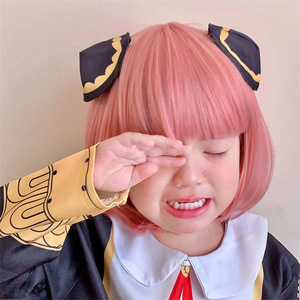 Espion famille perruque pour enfants Ania Anime Cosplay rose soigné frange Simulation vague tête perruque couverture - Product Image 3
