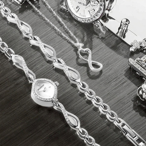 2025 New Fashion Analog Dial Display Casual <strong>Women's</strong> <strong>Watch</strong> <strong>Set</strong> with Pearl Dial Stainless Steel Chain Oval Diamond Quartz - Product Image 4