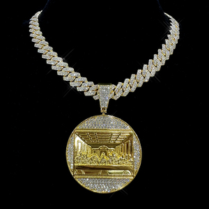 Hip Hop <strong>Last</strong> <strong>Supper</strong> Pendant Necklace Iced Out Jesus Religious Pendant Cuban <strong>Chain</strong> Rapper Jewelry for Men and Women Gifts