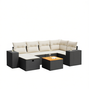 Set Divano da Giardino con Braccioli Regolabili, Grande in Rattan PE Nero, 6 Posti, Arredamento da Esterno dal Design Contemporaneo - Product Image 1