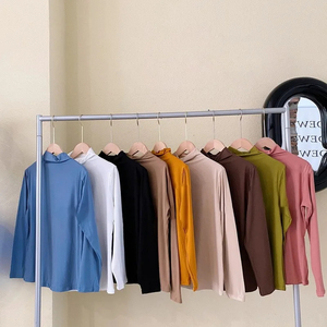 Pull à col roulé pour femmes Automne Chemise à manches longues Pullover Slim Korean Simple Basic Solid Color Tops Cheap Jumper <span class=keywords><strong>T</strong></span> <span class=keywords><strong>Shirt</strong></span> Women - Product Image 5