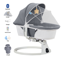 Fauteuil à bascule électrique de luxe pour bébé avec musique et télécommande, berceau balancelle pour nourrisson avec moustiquaire