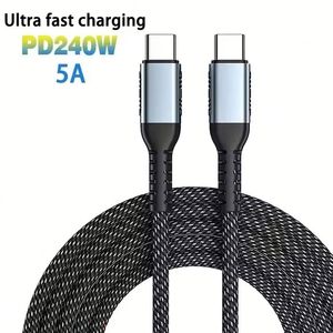 240W High Power 48V 5A <b>Type</b> <b>C</b> Fast <b>Charging</b> <b>Cable</b> Nylon Braided for Mobile Phone Computers Devices PD Compatible - Product Image 1