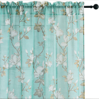 Rideaux en Tulle Modernes Amity, Rideaux en Coton et Lin à Motifs Floraux, Voilages Décoratifs pour Maison et Bureau