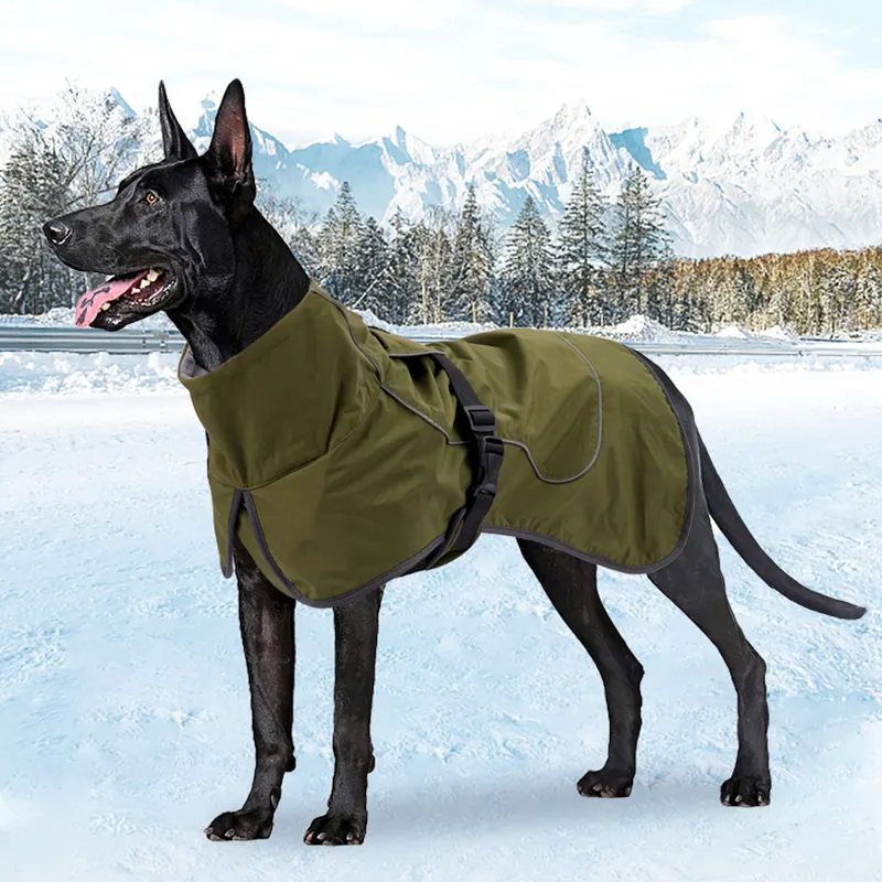 Hot sale outdoors Big dog Cotton Clothes waterproof Snow prevention reflective pet jacket High collar Pet Cotton Clothes