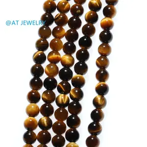 4 /6/8/10/12mm pierre ronde jaune oeil de tigre perles pierres précieuses libres bijoux naturels DIY