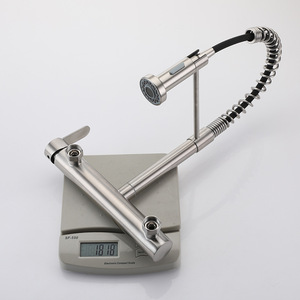 Stainless Steel Kitchen Faucet Wall <b>Mounted</b> Pull Out <b>Spray</b> Single Handle Modern Design YQ20020F - Product Image 1
