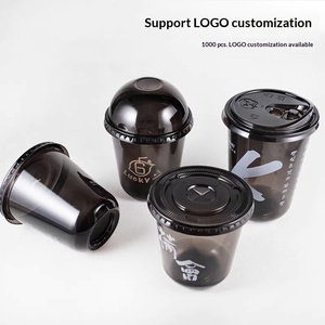Vaso Desechable Redondo de PET Negro con Logotipo Personalizado, Origen Guangdong, con Tapa Samurai, para Bebidas Frías, Café Americano y Té con Leche - Product Image 3