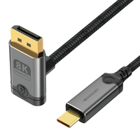 Câble USB-C vers DisplayPort coudé gauche/droite 8K 60Hz compatible Thunderbolt 3/4 pour MacBook, Huawei, Air Projector