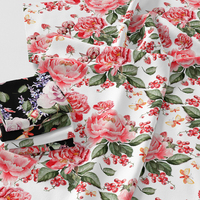Katalog Gratis BILU Kain Berkualitas Tinggi yang Dapat Disesuaikan Motif Bunga Mawar Besar Peony 100% Katun Poplin untuk Pakaian