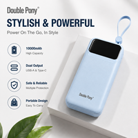 Power Bank Grosir 10000mAh Paket Baterai Lepas Pasang Pengisian Cepat USB Ganda Kabel Terintegrasi Charger Portabel Ringkas
