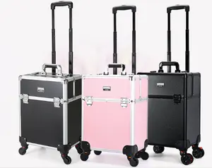 手推车铝制行李箱直立式女性化妆包化妆储物盒