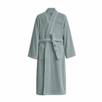 Peignoir de couple en coton à double face en velours coupé, bleu ciel, doux et agréable pour la peau, pour la vente au détail et la salle de bain, pour adultes