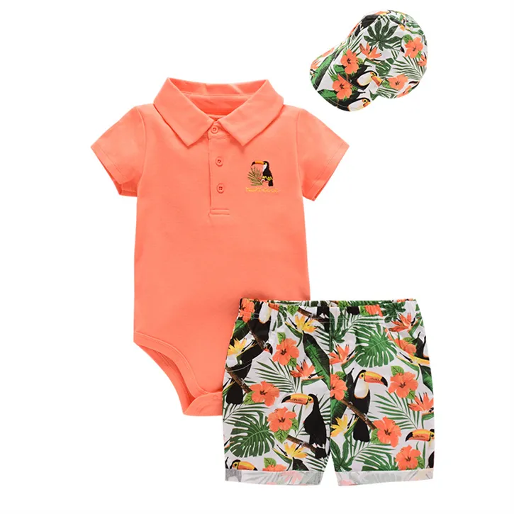 2024 summer 100%cotton casual romper pant 2pcs clothing sets newborn boys fancy cool outfits birthday suit