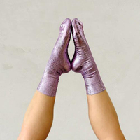 Chaussettes élégantes de luxe en soie métallisée côtelée pour femmes, chaussettes brillantes à paillettes mi-mollet