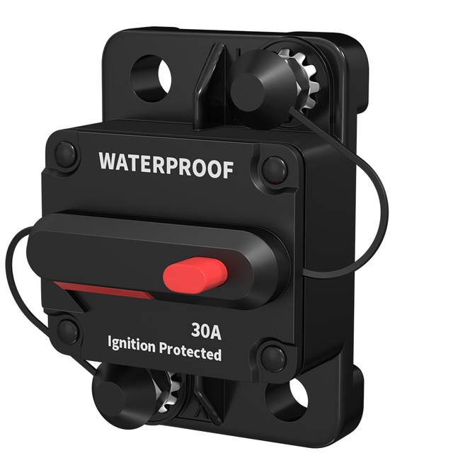 Waterproof 30A-300A Resettable Circuit Breaker with Manual Break Button 12v-48V Made of Plastic