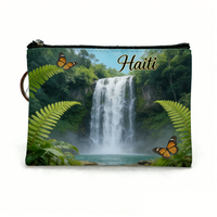 Porte-monnaie en cuir pour homme, souvenir touristique d'Haïti, personnalisé avec logo, couleurs et designs sur mesure, style professionnel, vente en gros