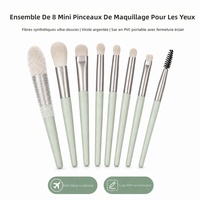 JLY Wholesale, ensemble de 8 pinceaux de maquillage multifonctions, fibres synthétiques ultra-douces et moelleuses, logo personnalisable, plusieurs couleurs de manche