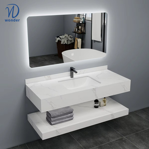 Kabinet dinding kamar mandi rias pintar batu Double-Layer Modern dengan wastafel Atas & bawah untuk wastafel Toilet - Product Image 1