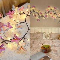 Guirlande lumineuse décorative DIY en forme de papillon et de fleur, alimentée par USB, avec huit fonctions et télécommande