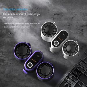 2025 nuevo ventilador pequeño colgante de cintura de viento alto <span class=keywords><strong>violencia</strong></span> de turbina de doble cabeza para deportes al aire libre operación de alta temperatura de alimentación USB - Product Image 1