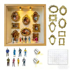 DIY Mini Museum Box <b>Square</b> Wood Photo <b>Frame</b> White Vintage Handmade With Led Light For Portrait Display - Product Image 5
