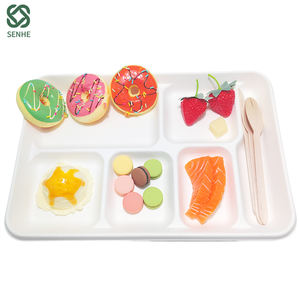 Bandeja de comida de hospital desechable de fibra vegetal biodegradable respetuosa con el medio ambiente personalizable para acampar directamente de fábrica - Product Image 3