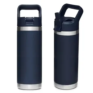 Wholesale 18oz/36oz yetys Double Wall Vacuum Sealed Stainless Steel Water Bottle with Wide Mouth Straw Lid