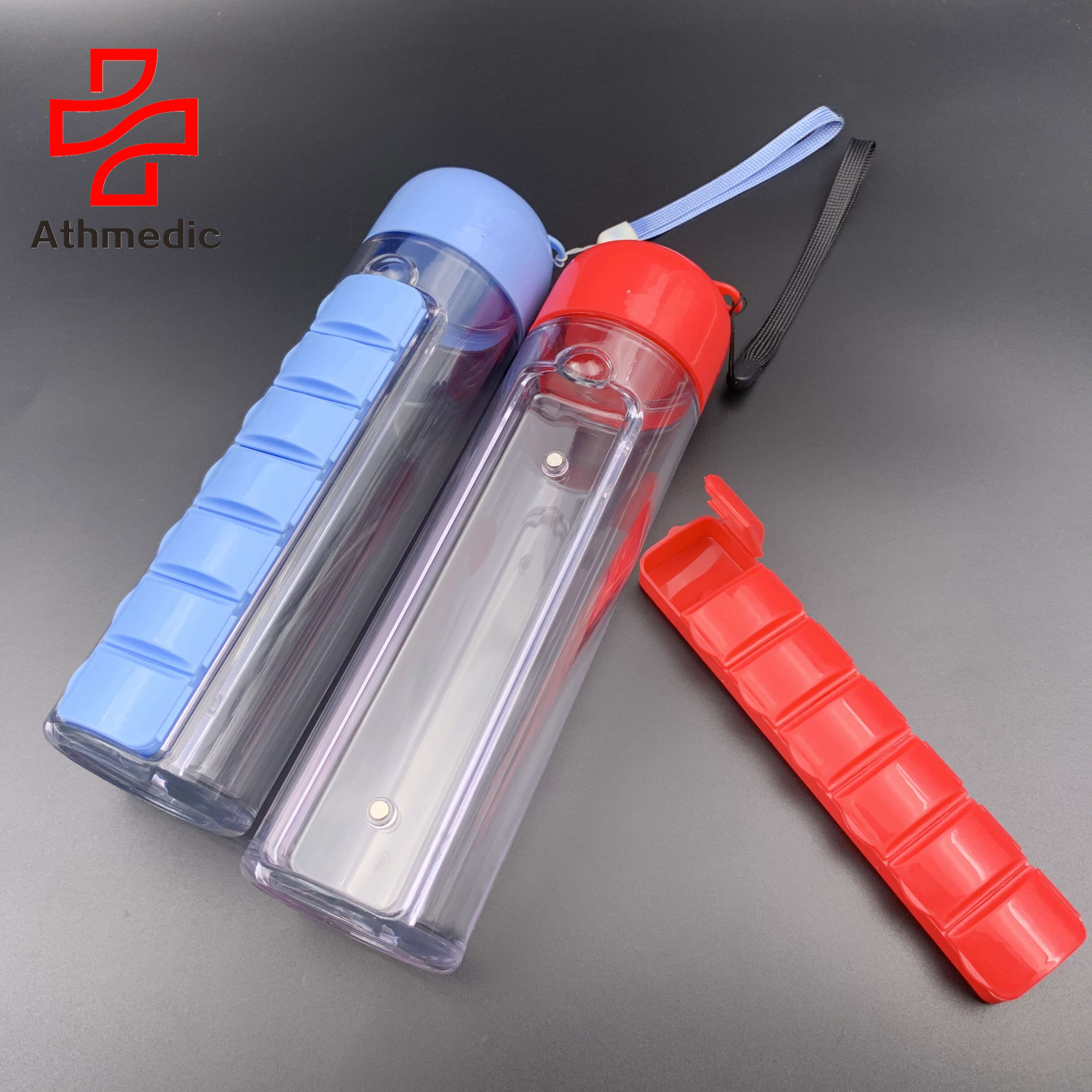 2025 Athmedic Food Grade Portable Premium 7 Compartments Pill Box Bottle with Pill Box Travel Bottle with Pill case