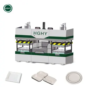 Hghy Paper Pulp Moulding Bagasse Geschirr Geschirr Thermopapier Lebensmittel behälter Produktions linie Einweg-Lunchbox-Maschine