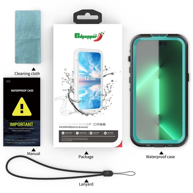 Waterproof Support Wireless Charging TPU+PC Case Shockproof Full Cover Rugged Protective Case for iPhone 14 Pro